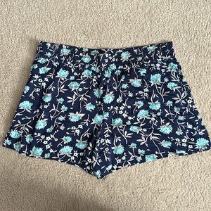 Loft Navy Floral Elastic Waist Shorts
